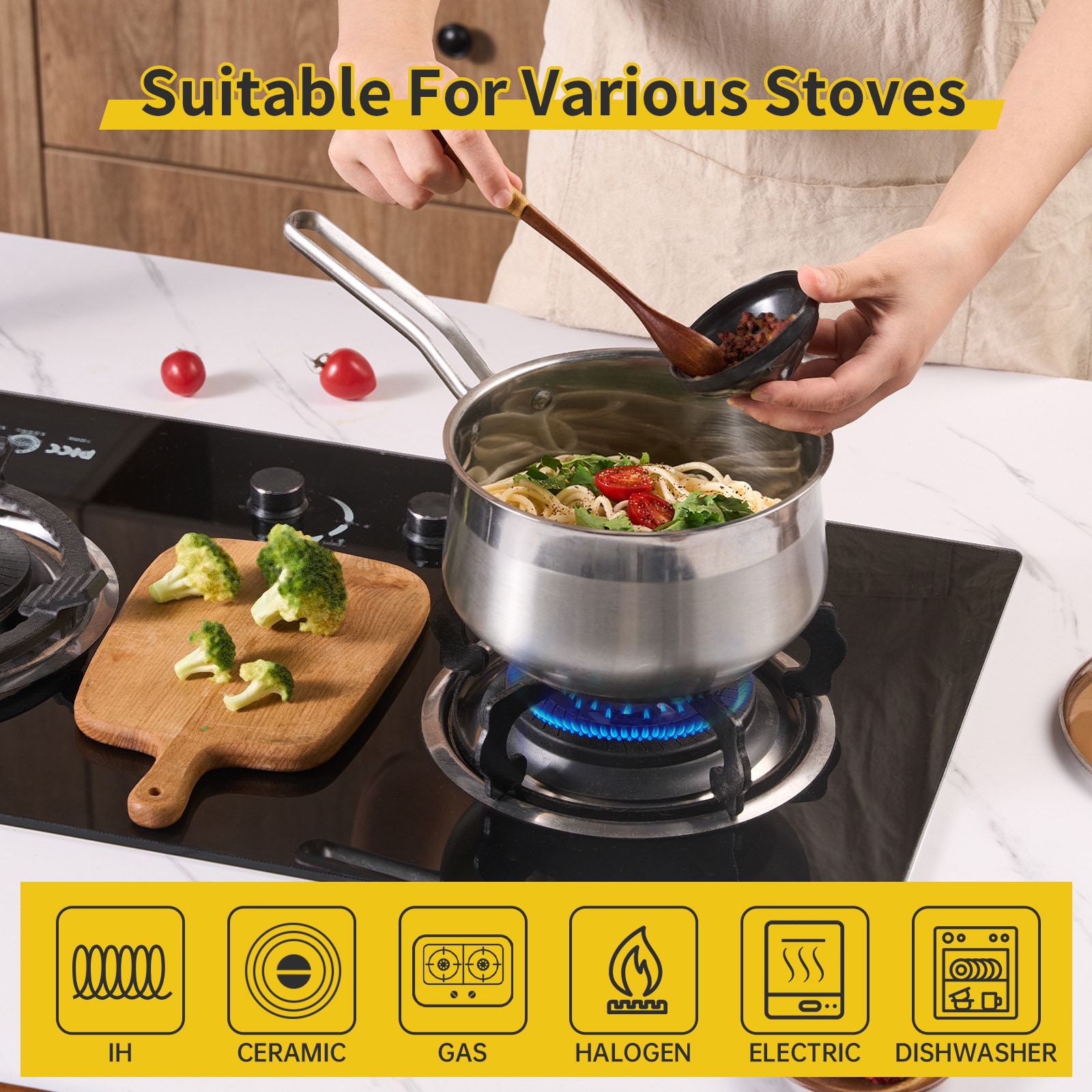 WANGYUANJI Non-Stick Stainless Steel Saucepan With Lid, 2.85QT Small Soup Pot For All Stoves, Oven Save, Dishwasher Safe_voghion.com